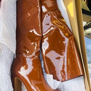 Brown Patent Leather Women's Boots